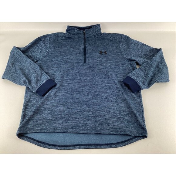 Under Armour Loose ColdGear Half Zip Fleece Sweater Pullover Mens Large Blue - Picture 6 of 10